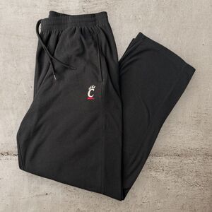 Vtg Cincinnati Bearcats Sweatpants Mens Large Black Fleece Pro Edge Open Hem Y2K